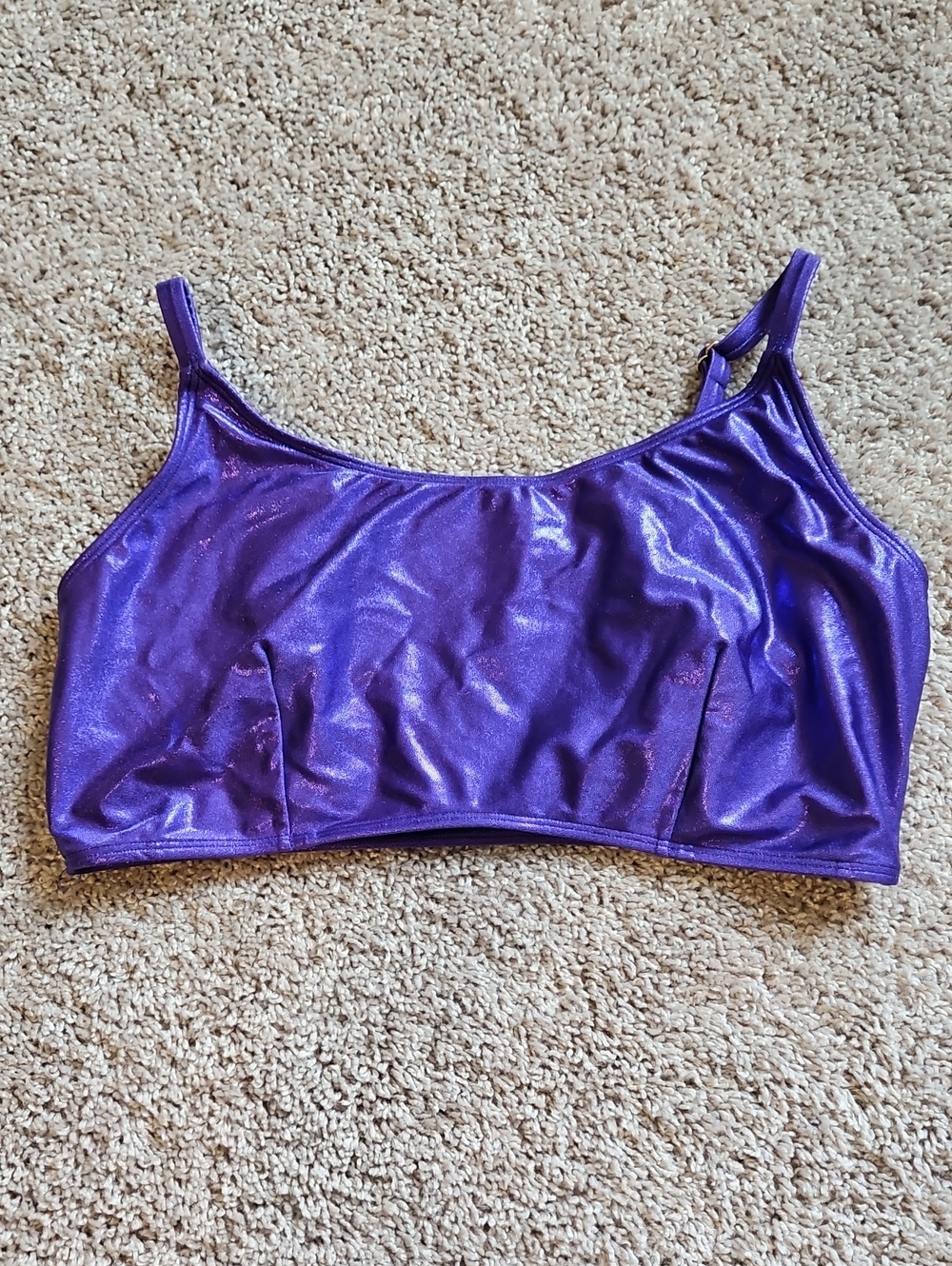 Purple Shiny Metallic Scoop Bikini Top